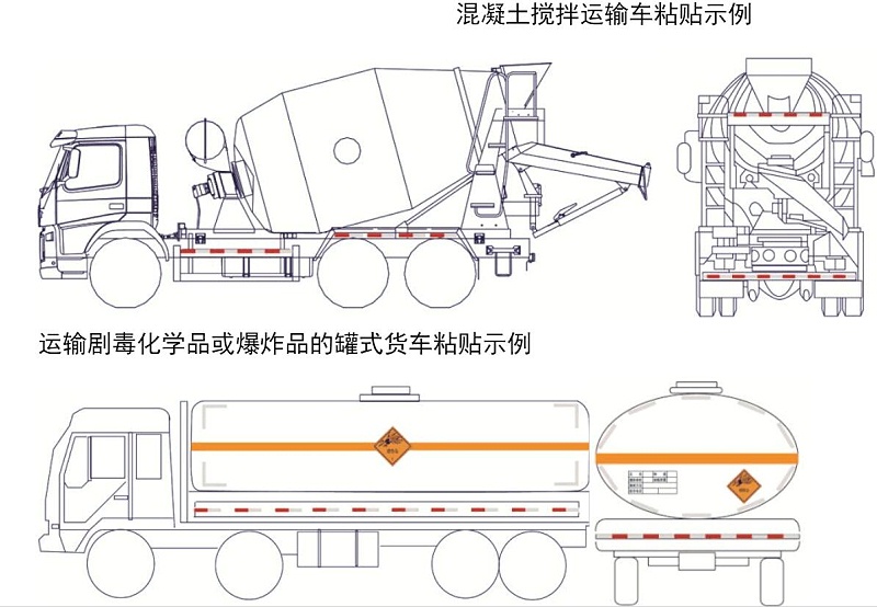 混泥土车反光膜粘贴